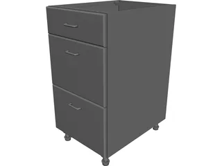 3 Drawer Cabinet 3D Model