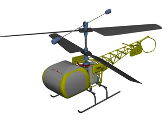 RC Helicopter Bell 47g CAD 3D Model