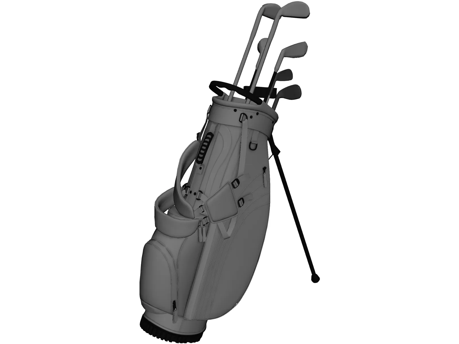 3D model Vintage Louis Vuitton Monogram LV Golf Bag with Clubs VR