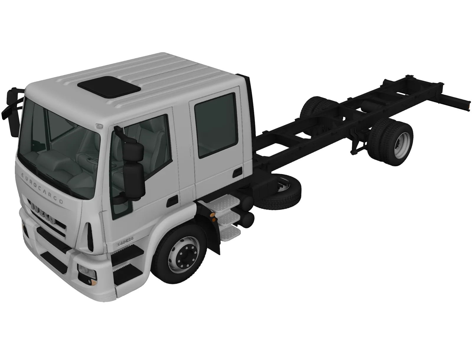 Iveco EuroCargo Double Cab Chassis Truck 3D Model (2008) - 3DCADBrowser