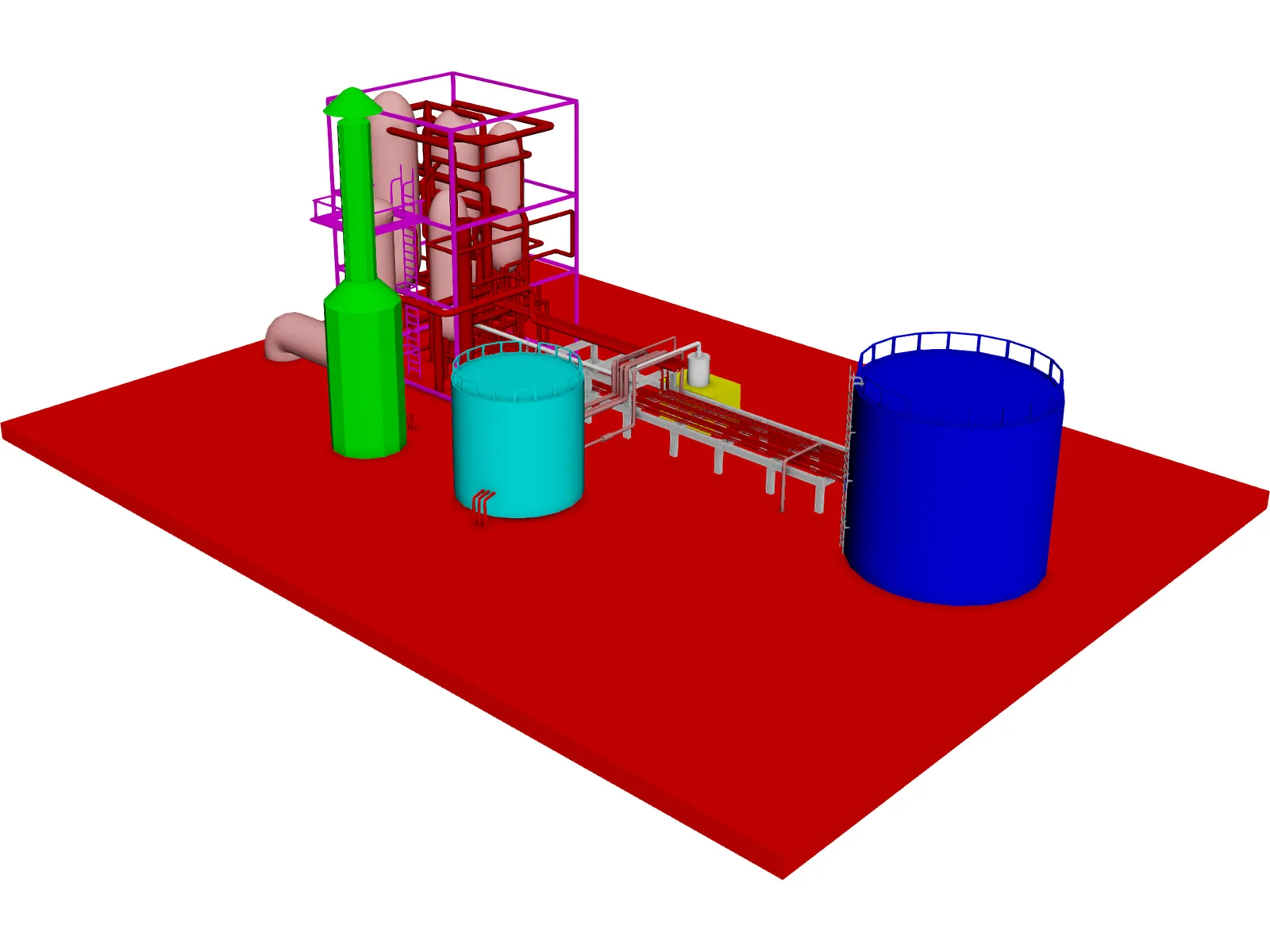 Oil Refinery 3D Model