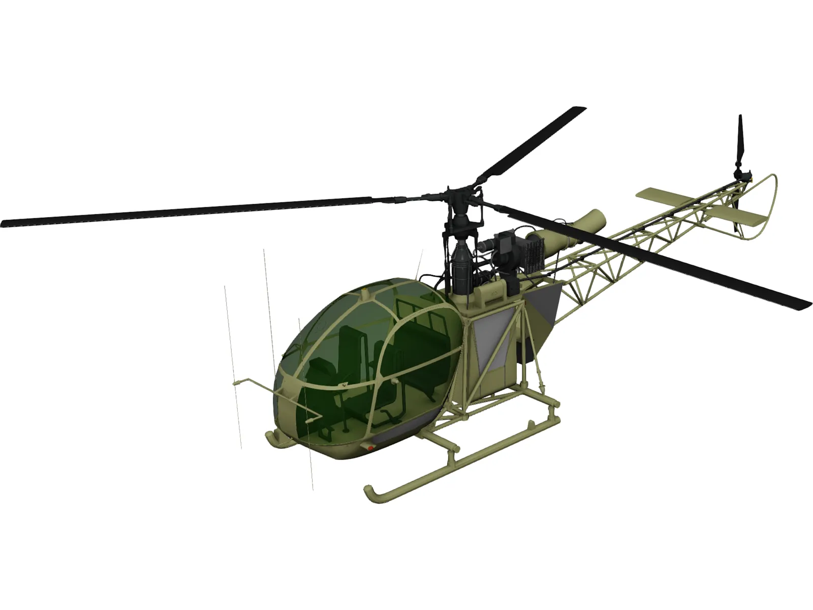 Aerospatiale Se313 Alouette II 3D Model