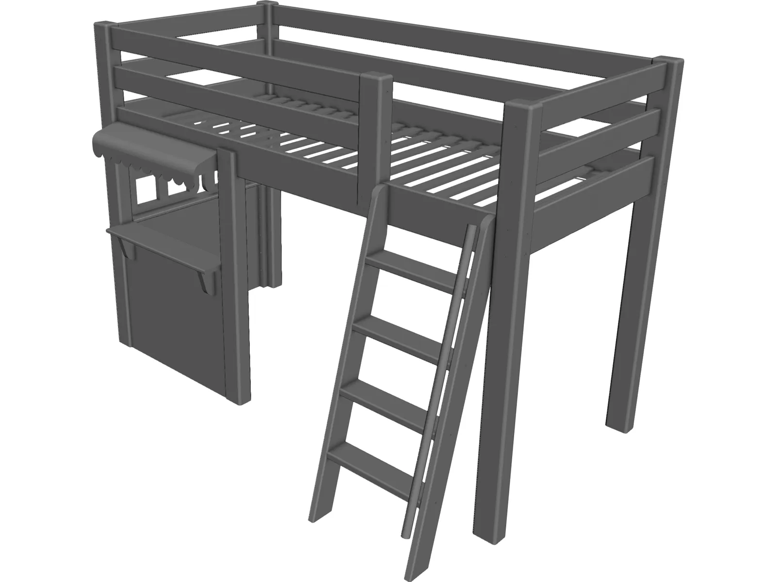 Loft Bed Children with Store CAD Model - 3DCADBrowser