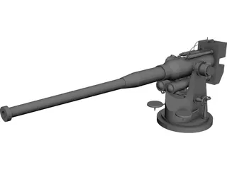 100mm Naval Cannon B25 3D Model