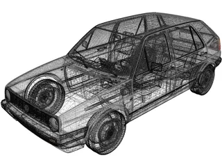 Volkswagen Golf GL (1990) 3D Model