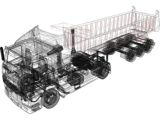 Volvo FH16 Semitrailer Dumper 5 Axle 3D Model