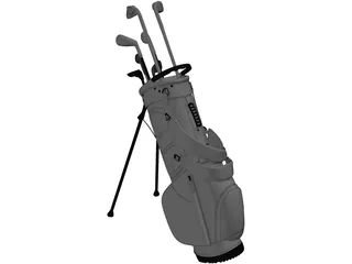 3D model Vintage Louis Vuitton Monogram LV Golf Bag with Clubs VR