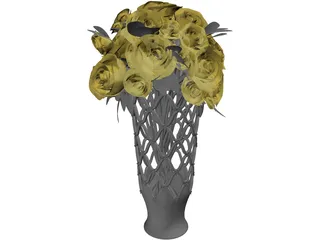 Vase with Roses 3D Model