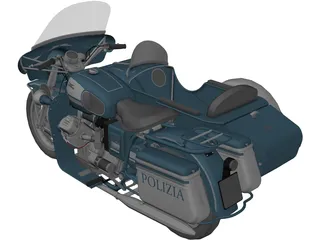 Moto Guzz with Sidecar 3D Model