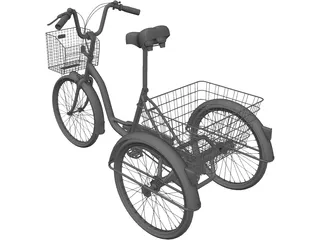 Three-wheeled Bicycle 3D Model