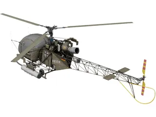 Aerospatiale SA 313B Alouette II 3D Model