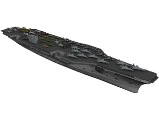 Military Ship with Airplanes 3D Model