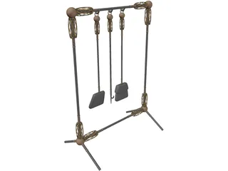 Fire Place Tools and Rack 3D Model