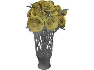 Vase with Roses 3D Model