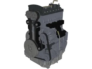 Diesel Engine 3 Cylinder 3D Model