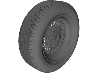 Daytona Wire Rim and Tyre 3D Model