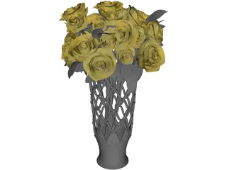 Vase with Roses 3D Model