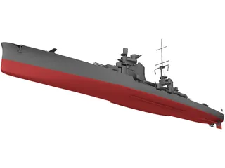 Heavy Cruiser Warship 3D Model