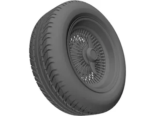 Daytona Wire Rim and Tyre 3D Model