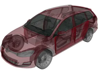Volkswagen Golf Variant (2014) 3D Model