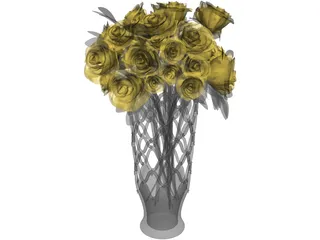 Vase with Roses 3D Model